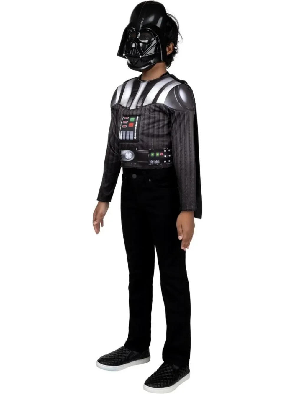 Youth Darth Vader Costume Set - Padded Muscle Chest Top, Cape & Mask - Size S
